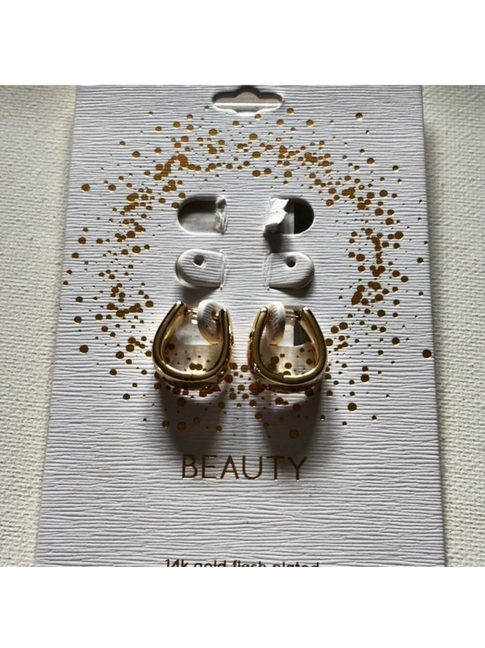 Unwritten 14K Gold Plated Cubic Zirconia Horseshoe Earrings